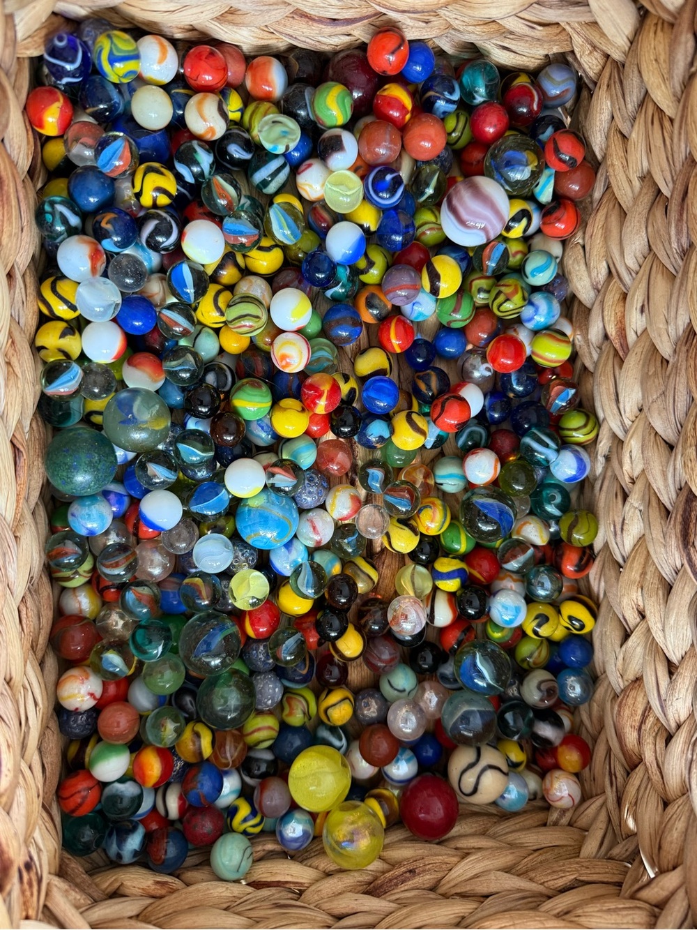 Colorful Glass Marbles leather pouch vintage - Multicolor sizes